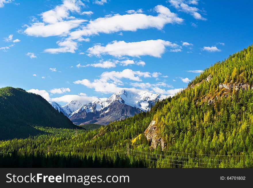 Summer Mountains Snow-capped Peaks