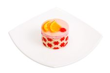 Cake With A Cherry And An Orange Royalty Free Stock Images Cake With A Cherry And An Orange Royalty Free Stock Images