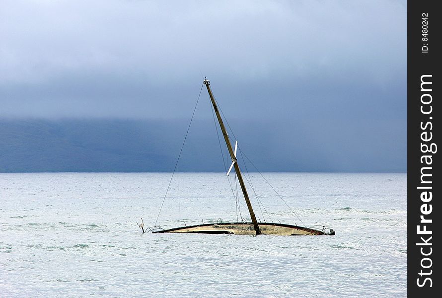The sunken boat near Maui island, Hawaii. The sunken boat near Maui island, Hawaii.