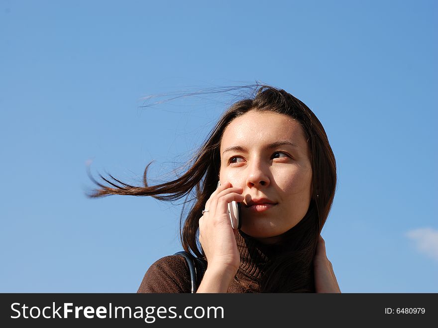 A girl with a mobile phone