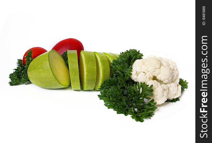 Fresh raw vegetables  isolated on white  background