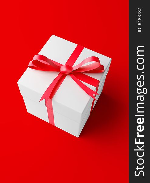 Christmas or birthday present isolated with red bow. Image include  clipping path. Christmas or birthday present isolated with red bow. Image include  clipping path