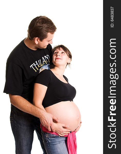 Happy pregnant woman and her husband