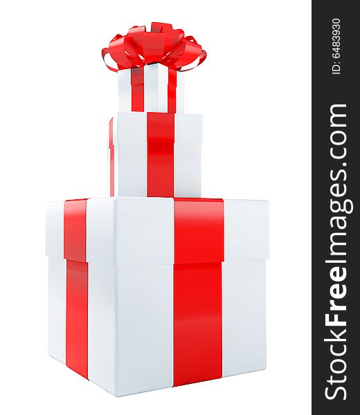 Christmas or birthday present isolated with red bow. Image include clipping path. Christmas or birthday present isolated with red bow. Image include clipping path