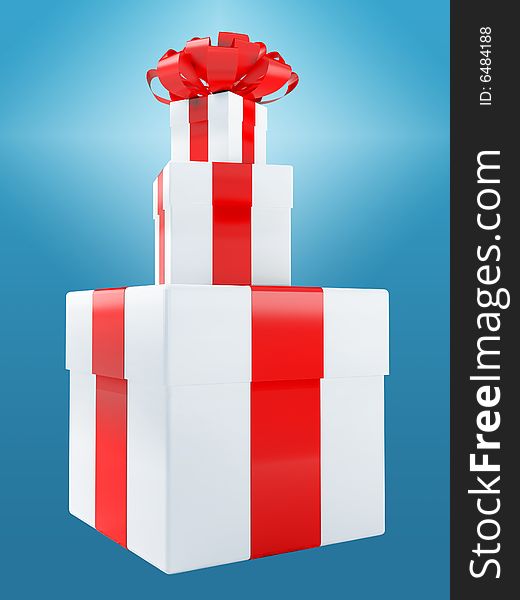 Christmas or birthday present isolated with red bow. Image include  clipping path. Christmas or birthday present isolated with red bow. Image include  clipping path