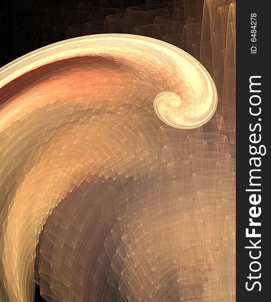 Abstract background with a spiral and veil-like curves in earthy or autumn colours. Abstract background with a spiral and veil-like curves in earthy or autumn colours