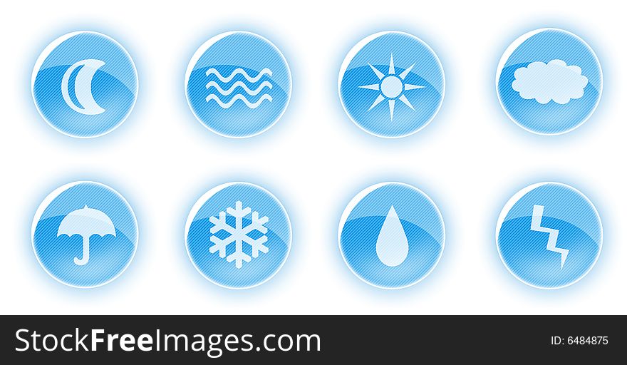 Nature icons for web design. Blue series. Nature icons for web design. Blue series.