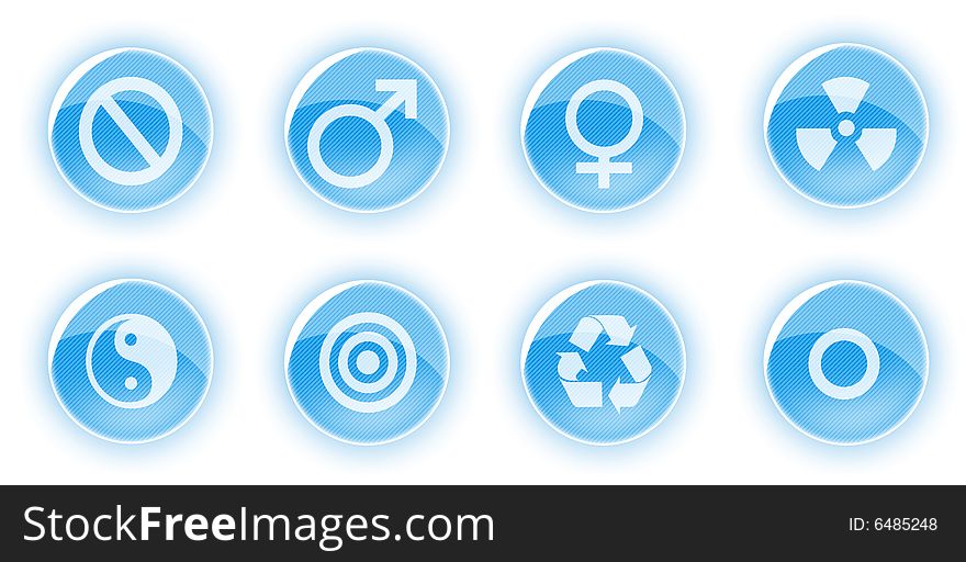 Circled icons for web design. Blue series. Circled icons for web design. Blue series.
