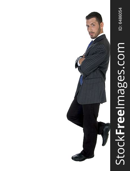 Stylish pose of american businessperson on an isolated white background