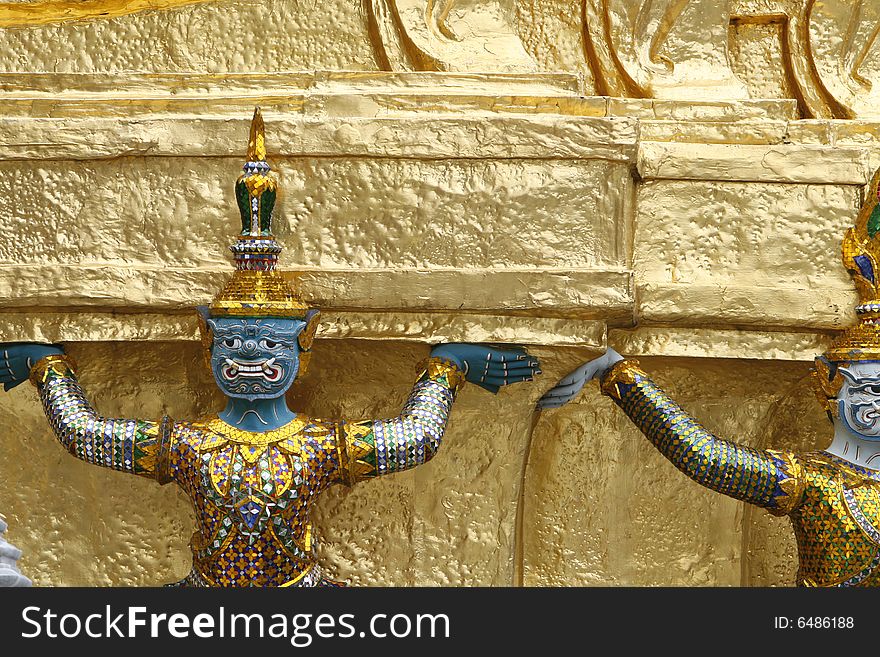 A guard in a temple at Bangkok, Thailand. A guard in a temple at Bangkok, Thailand