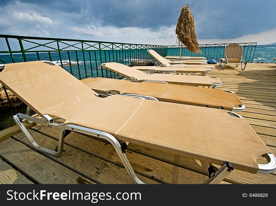 Beach Chairs Near To The Sea