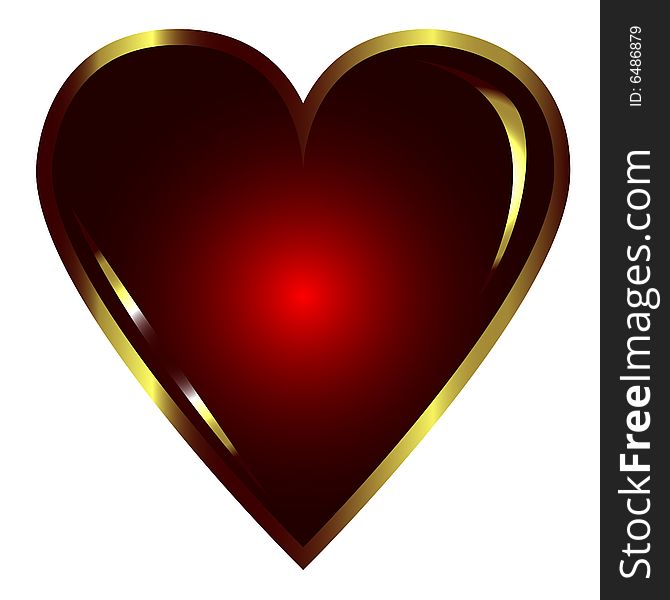 Red metal heart, vector illustration
