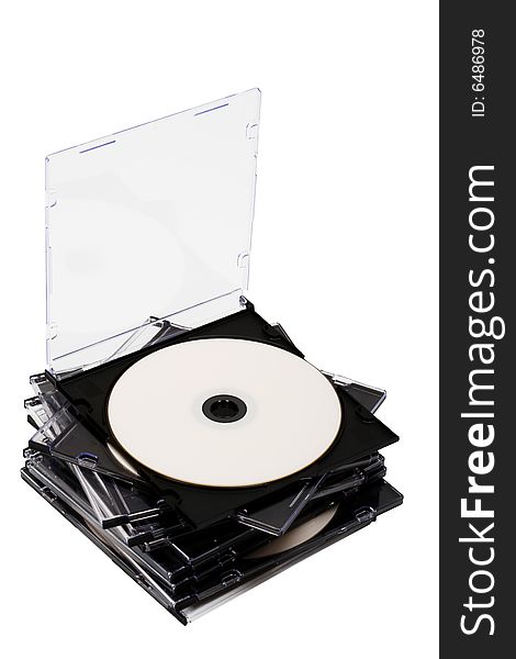 Disk cd in boxes on a white background