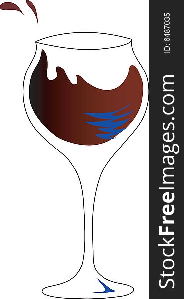 Illustration of a red wine glass with a moving content. Illustration of a red wine glass with a moving content.