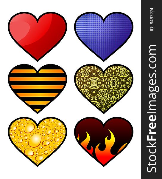 Six  hearts for different design