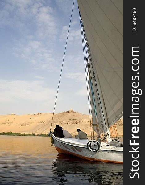 Sailing ship at the Nile River, Egypt. Sailing ship at the Nile River, Egypt