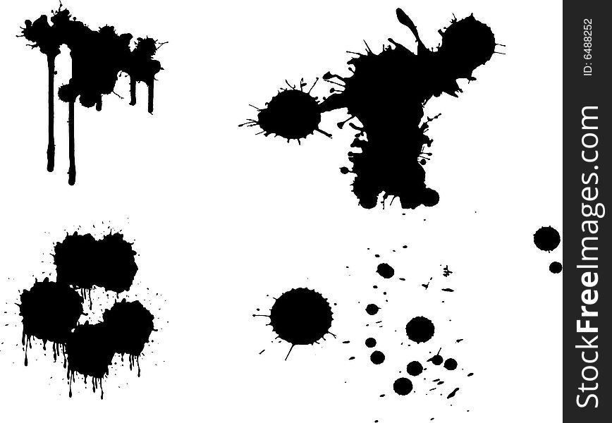 Splats with clipping path on isolated background