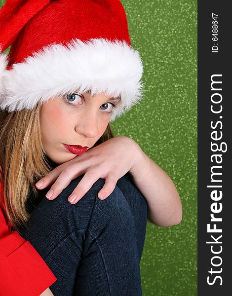 Christmas teen with a more serious expression