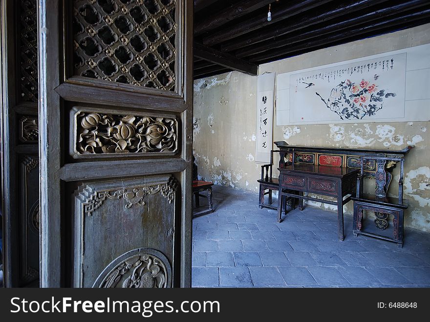 Chinese traditional living room, traditional furniture, old flavor