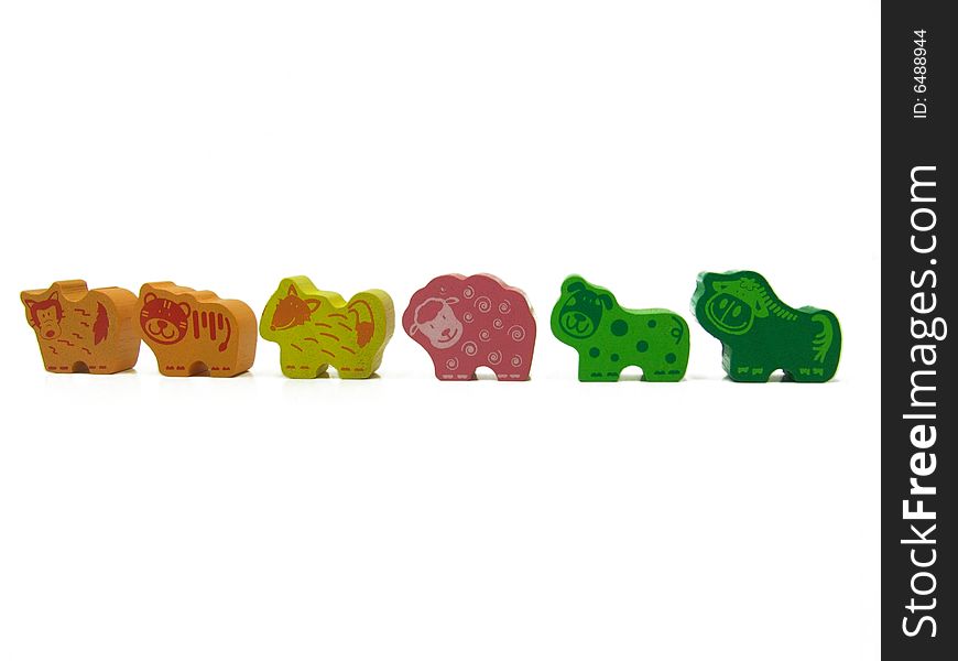 Queuing Colorful Wooden Animals