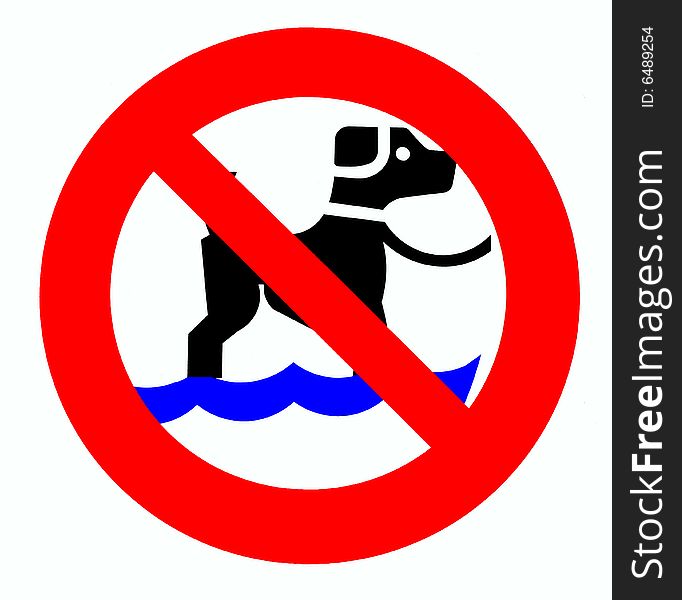 No dog sign on beach or in the sea