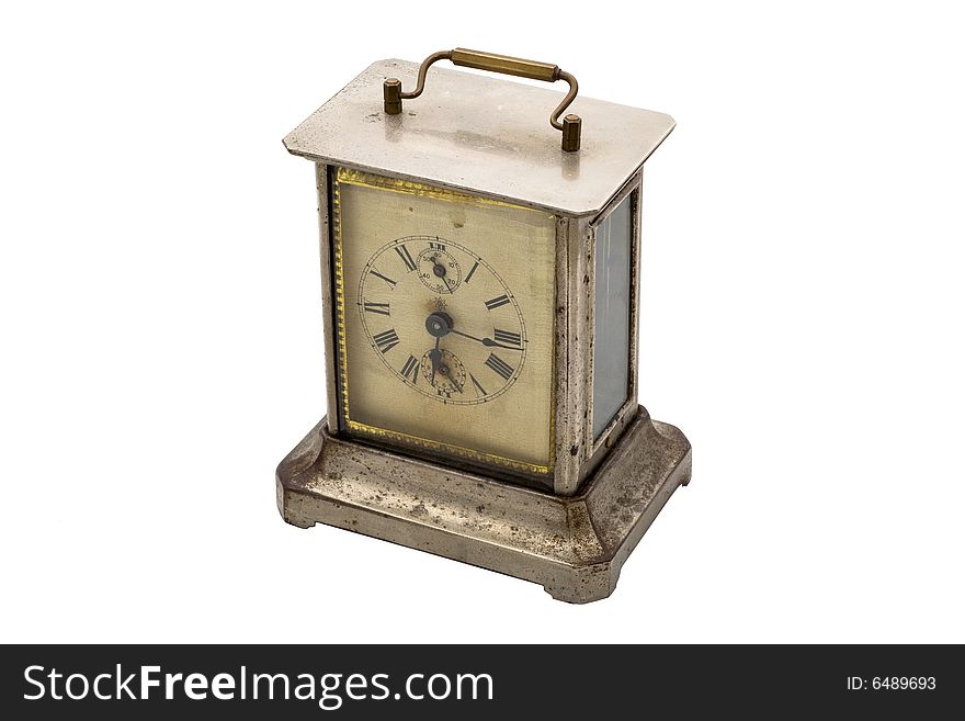 Vintage Clock On Isolated White Background