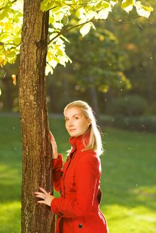 Woman With Autumn Leaves Royalty Free Stock Photos