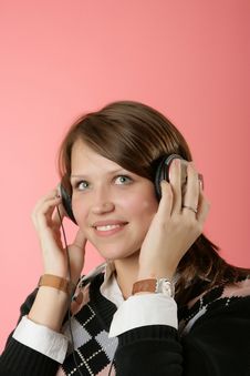 The Girl In Headphones Stock Photo The Girl In Headphones Stock Photo