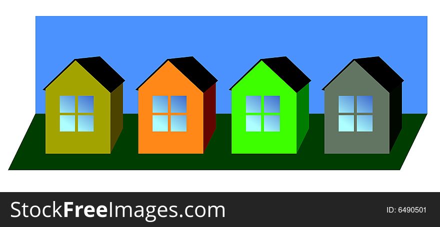Colour vector small houses in vector