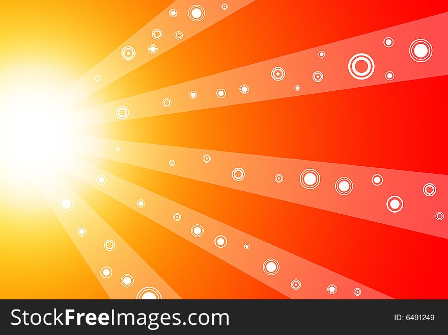 Vector sun rays with circles on them.