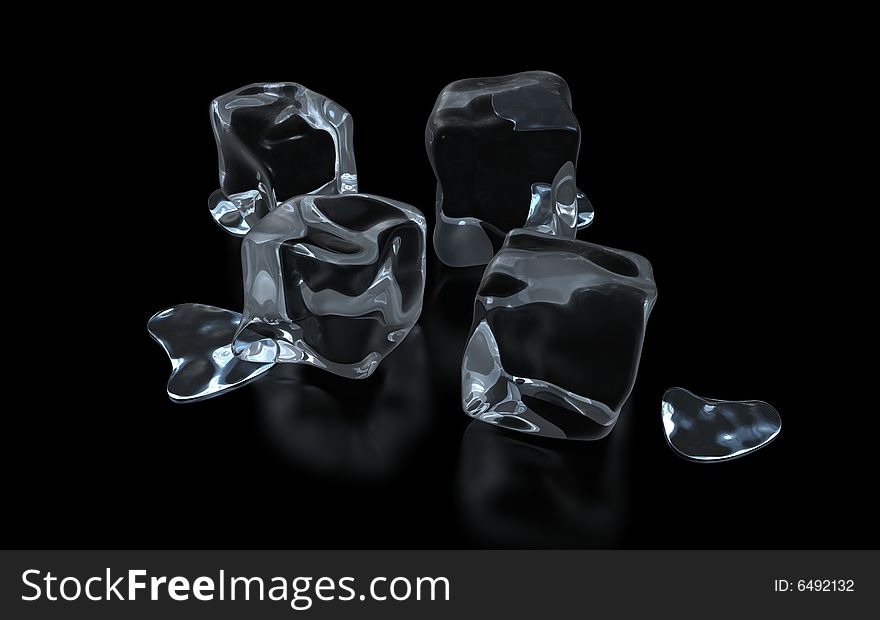 An ice cube on a glass surface