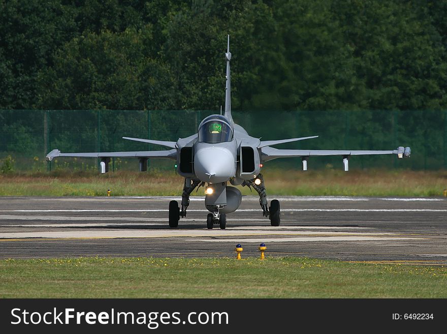 A Saab Gripen front view. A Saab Gripen front view