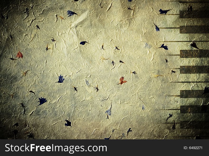 Grunge background with piano keys