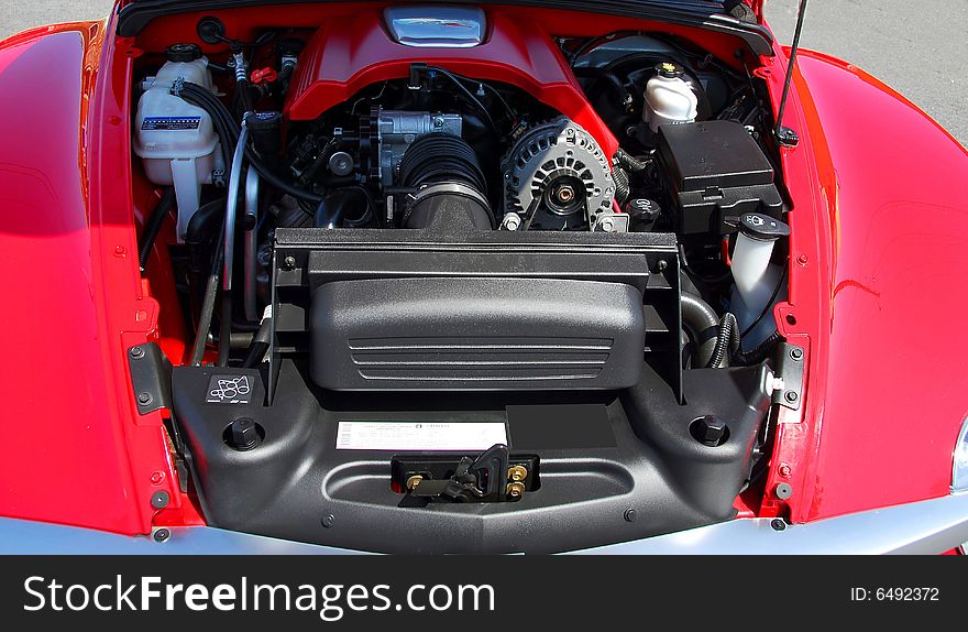 Photographed car engine with power at event in rural Georgia.