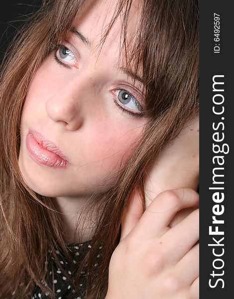 Close up of a teen model with beautiful blue eyes. Close up of a teen model with beautiful blue eyes