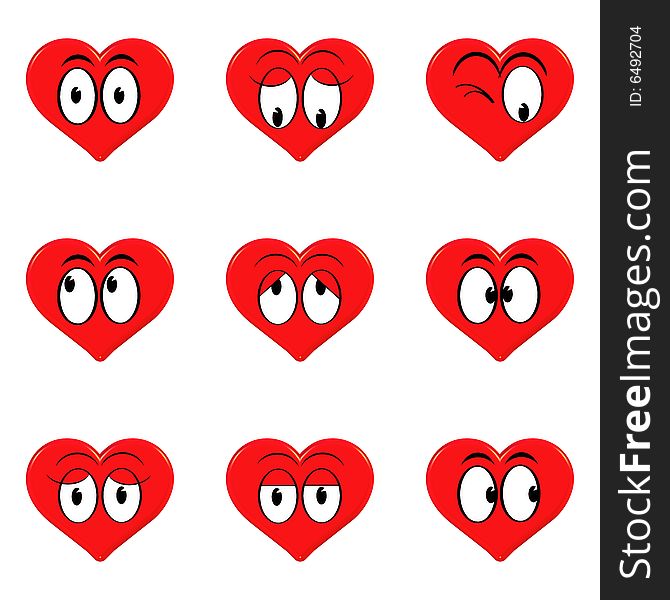 Set of heart emoticons 3d on a white background. Set of heart emoticons 3d on a white background