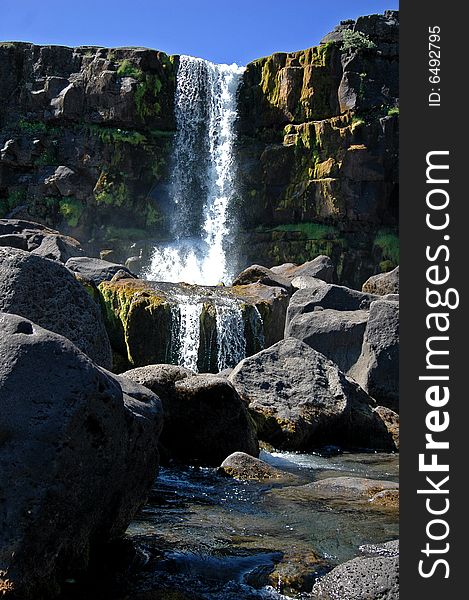 Waterfall in Pingvallavatn, Iceland