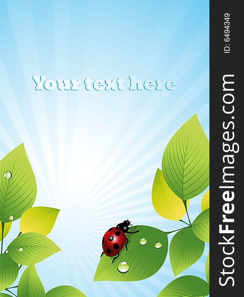 Ladybird on leaf, vector illustration, AI file included. Ladybird on leaf, vector illustration, AI file included