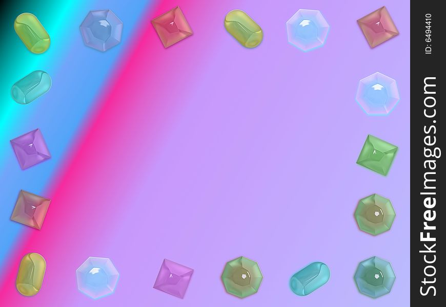 Frame background with glassy gems. Frame background with glassy gems