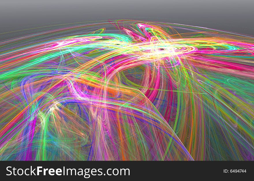 A fractal illustration of brightly colored swirled lines. A fractal illustration of brightly colored swirled lines