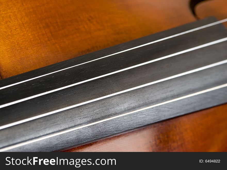 Close-up of strings of a violin. Close-up of strings of a violin.