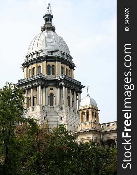 The Illinois state capitol building located in Springfield Illinois