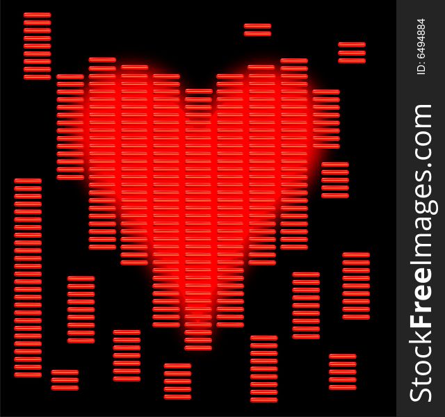 Illustration of a heart in a techno environment. Illustration of a heart in a techno environment