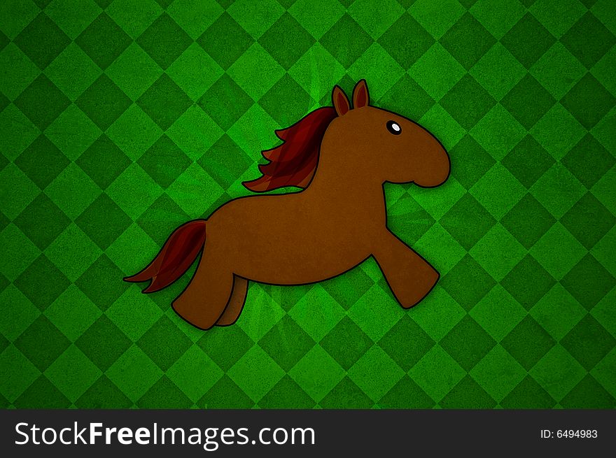 Baby Horse on green background