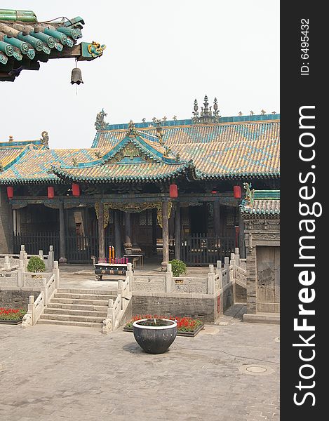 Antiquity temple,have colour housetop,it's in West of China.