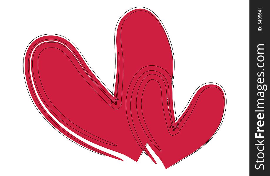 Brush stroke hearts in white background, vector. Brush stroke hearts in white background, vector