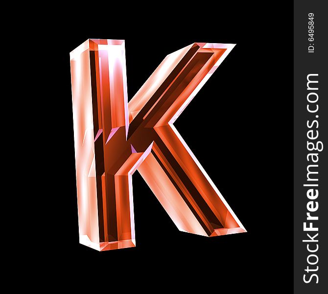 Letter K in red glass 3D made