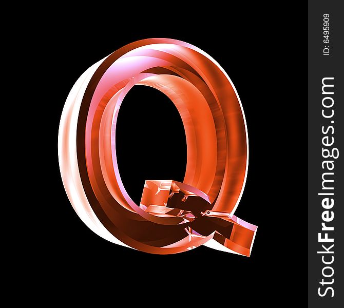 Letter Q in red glass 3D made