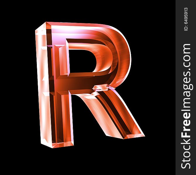 Letter R in red glass 3D made