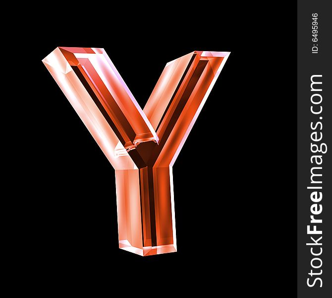 Letter Y in red glass 3D made